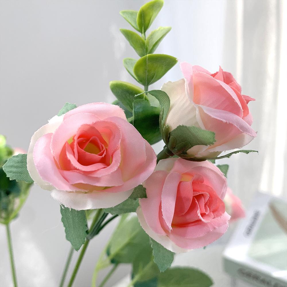 Głowy sztuczny kwiat jedwabna róża biały liście eukaliptusa bukiet piwonii sztuczny kwiat na stół weselny Party wazon Home Decor