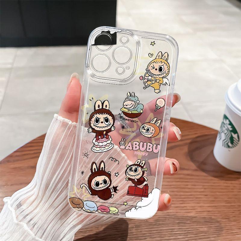 Cute Labubu Transparent Phone Case for iPhone 17/16/14/13/12/11