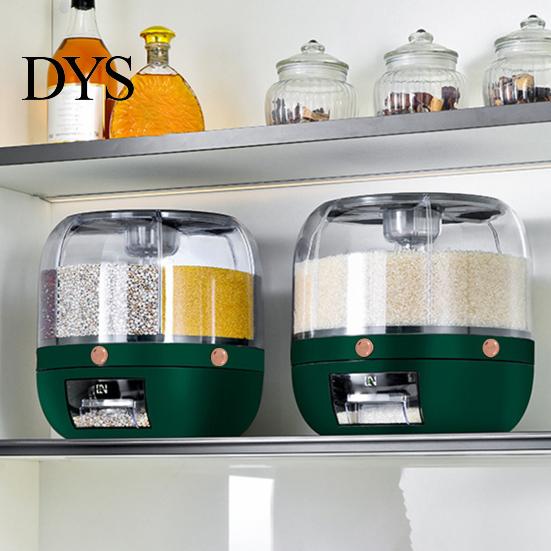 Rotating Grain Organizer Storage Holder Large Capacity One Button Opening Good Sealing Container Food Grade Detailed Division Design Jar Kitchen
