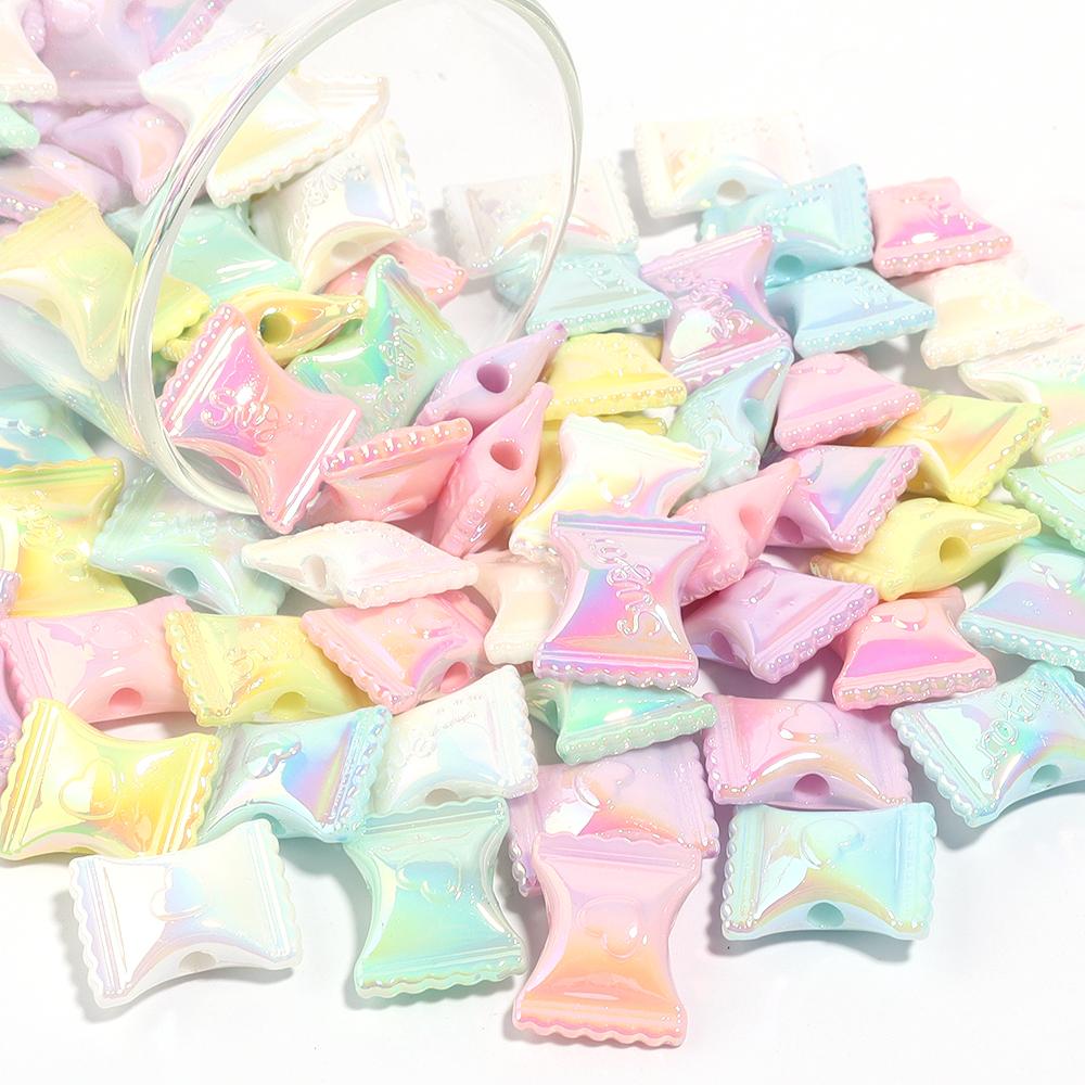 10pcs 17x21mm Acrylic Candy Beads Colorful Sweet Loose Spacer Beads For DIY Jewelry Making Necklace Bracelets Keychain Findings