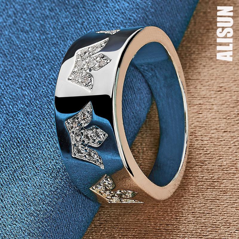 925 Sterling Silver Crown AAA Zircon Ring Fashion Wedding Jewelry