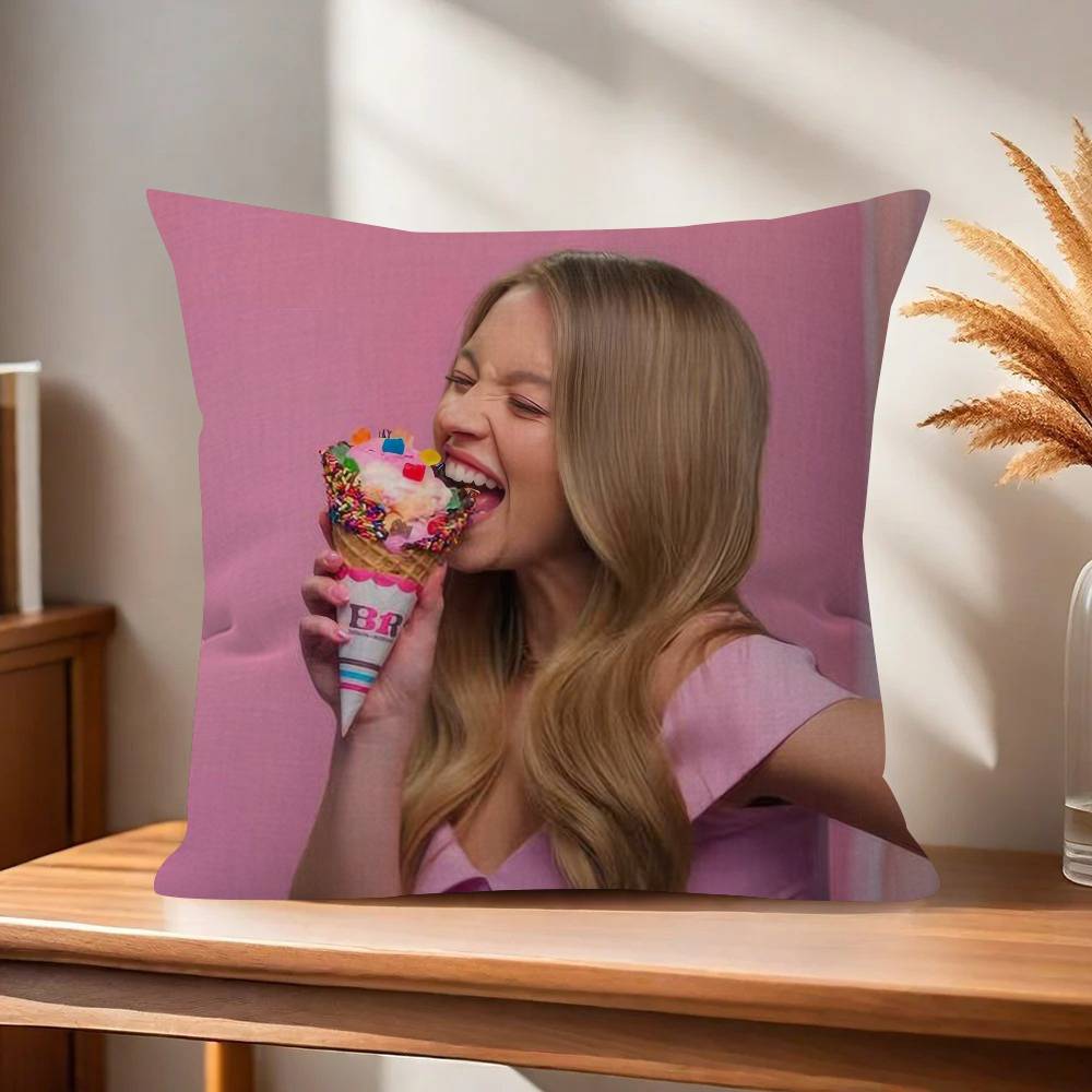 Actor Sydney Sweeney  Pillow Cushion Cover Pillowcase Living Room Sofa Home Decor Customized