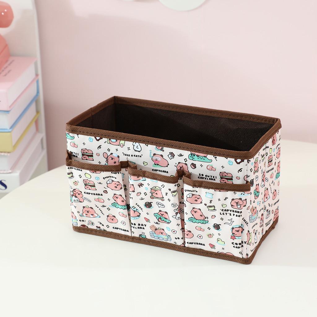 Cartoon Kuromi Melody Print Design Fabric Foldable Storage Box With Removable Lid For Living Room And Desk Organization