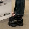 thick-soled thick-heeled small leather shoes for women's new versatile height-increasing women's shoes, single shoes, black women's models.