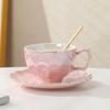 Souvenir Coffee Cup with Spoon Pearl Glaze Mug Saucer To Give Customers Gifts To Drink Water In The Office Cup Fresh
