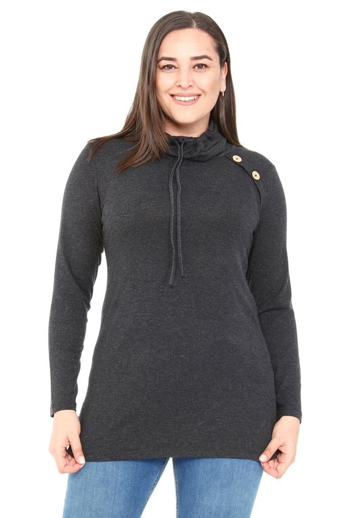 Bluză Mărime Mare pentru Femei Mărime Plus Guler cu Șnur Guler cu Nasturi Detaliată Lână Viscoză Nurcă