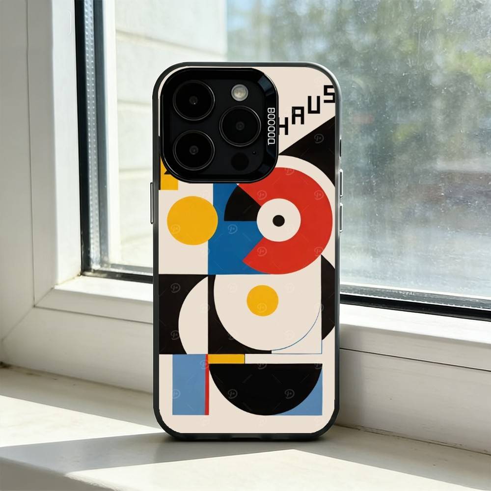 

Geometric Bauhaus A-Art Phone Case For iPhone 17,16,15,14,13,12,11 Plus,Pro Max,XS,Colorful Silver Black Cover iPhone17promax
