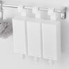Yamazaki Tower Hook-Mount Bathroom Refill Pouch Dispenser, Storage Holder, Small (Set of 3), White, 10149 X 3
