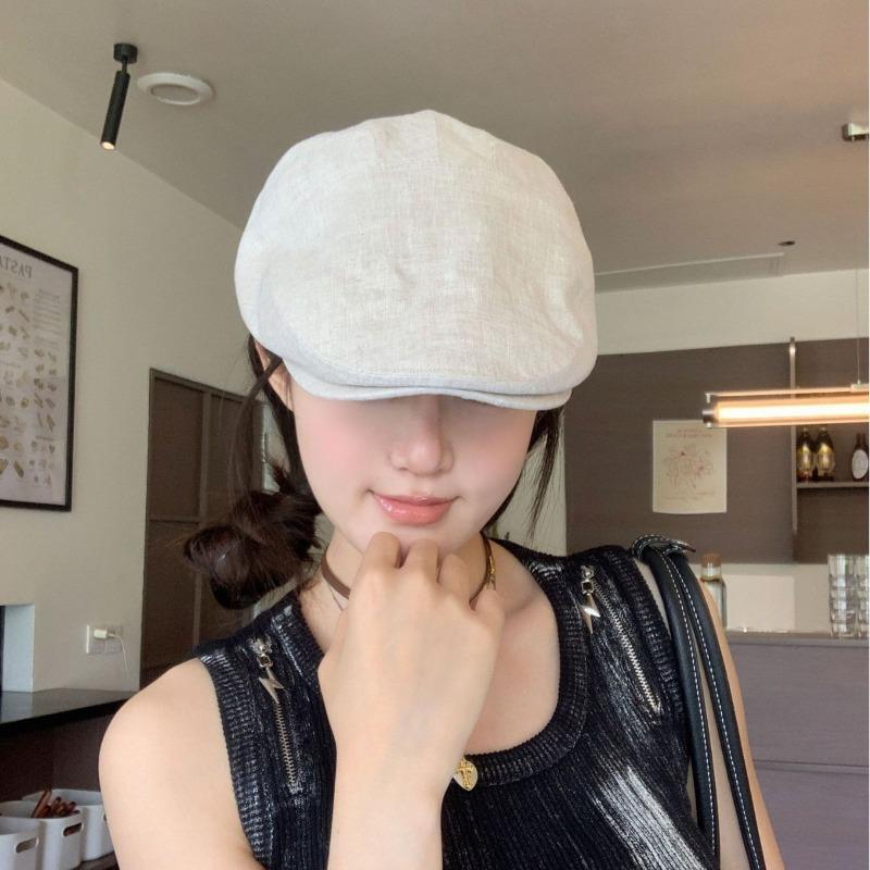 100% linen summer old money retro casual forward hat solid color light and breathable adjustable to show a small face