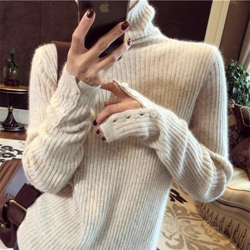 

Sense of Design Жіночий светр з м якого трикотажу з високим коміром 2025: Нова мода осінь/зима приталеного крою L (105-115 jin) абрикосовий