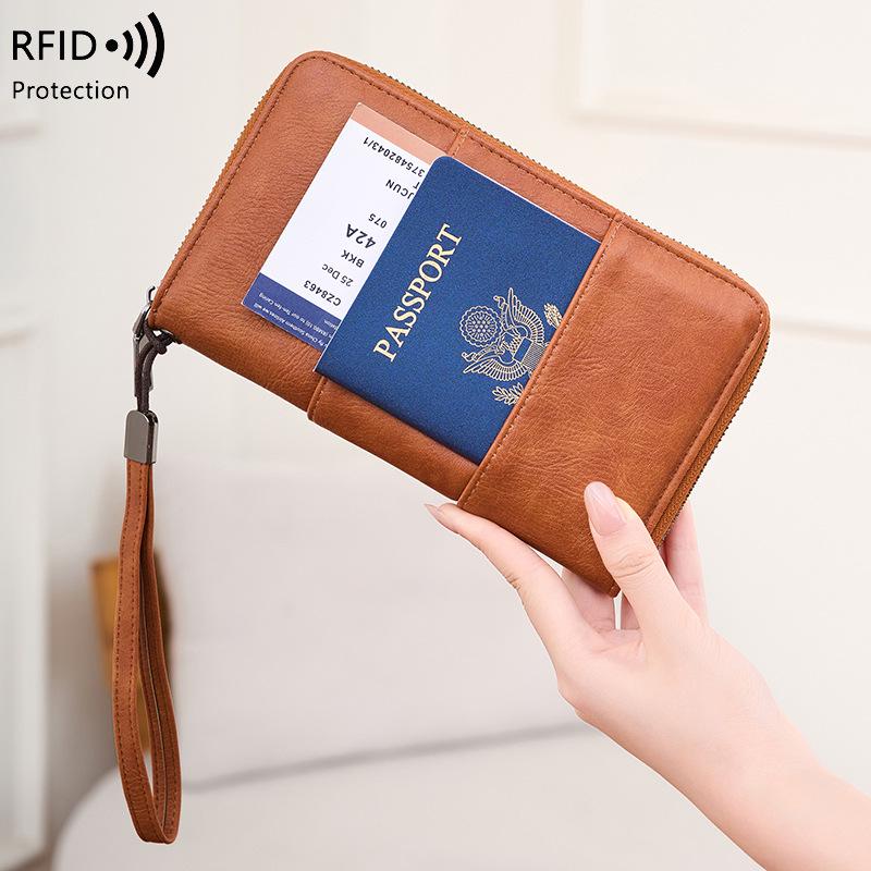 RFID Anti-Magnetic Zipper Passport Wallet: Multi-Function ID & Ticket Holder