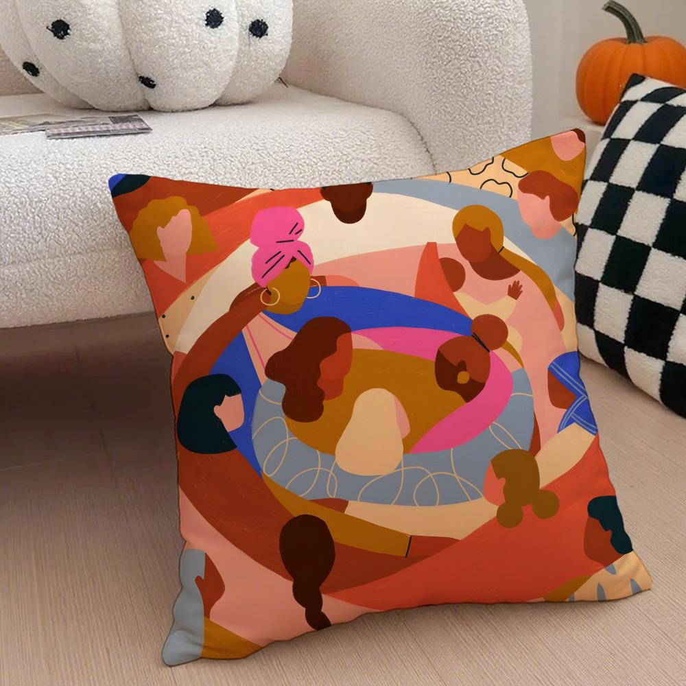 Celebratory Empowering Womens Day Cushion Cover Throw Pillow Cover Hidden Button Durable Polyester Chair Cushion