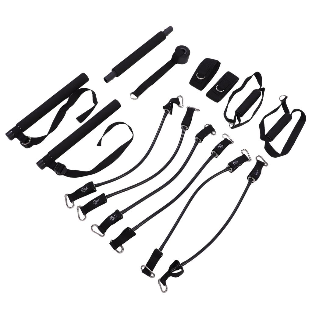 Pilates Bar Kit 20 30 40 Lbs Resistance Bands Adjustable Pilates Workout Equipment with Storage Bag for Home Fitness