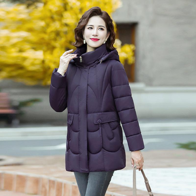 

Зимняя женская куртка Стеганая куртка 2025 Новая мода Средней длины Пуховик большого размера Хлопковая куртка 5XL фиолетовый