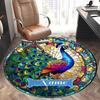 Jeweled Peacock Art Deco Frame With Personalized Name Office Carpet Nonslip Carpet Office Chair Mat Design For Home Bedroom Gift Living Roomt35