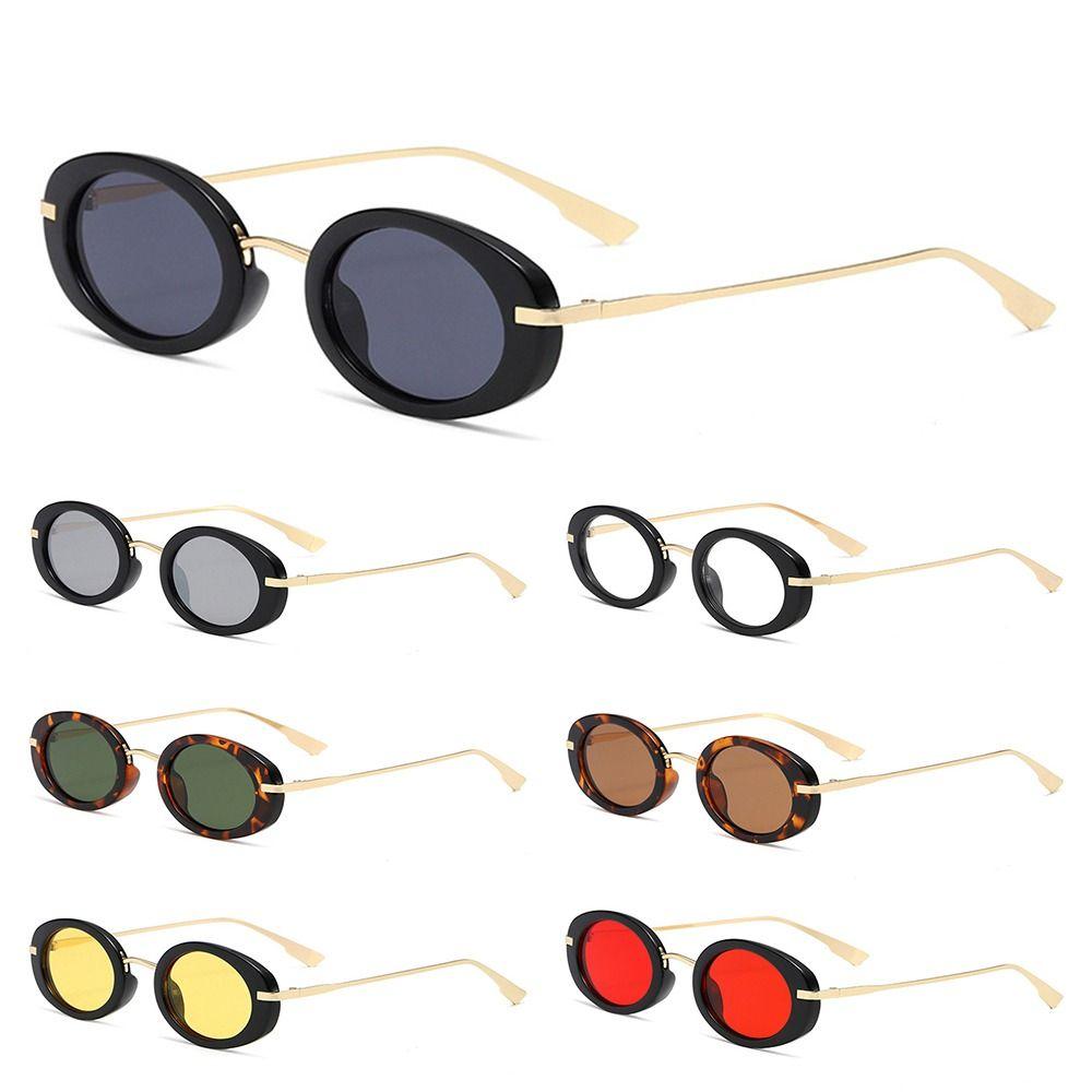 Y2K Hip Hop Sun Glasses Vintage UV400 Shades Fashion Small Oval Sunglasses  for Women & Men