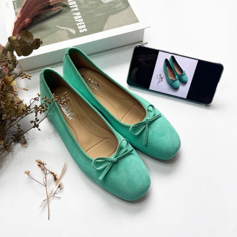 

Candy-colored Ballet Shoes with A Bow on One Foot Genuine Leather Casual Women s Shoes 41 синий