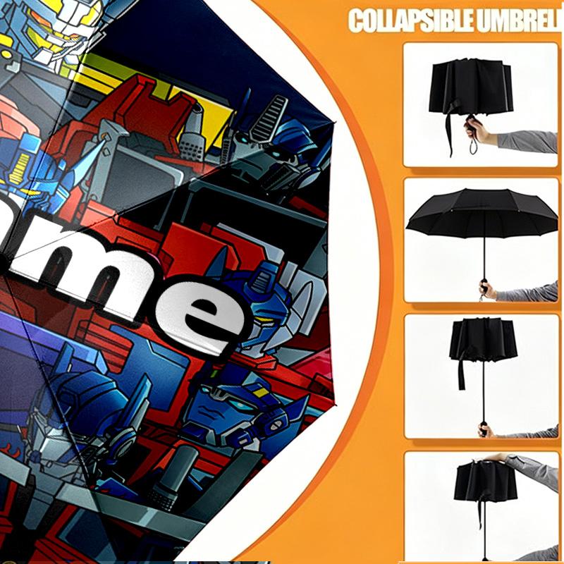 Custom Name Personalized Transformers Print Umbrella, Auto Open Close, 8‑Rib Sturdy Frame, Commute Camping Hiking Use, Birthday Gift