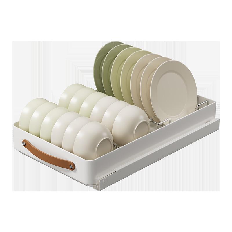 Bowl & Dish Pull-Out Storage Rack - In-Cabinet Drainer & Organizer