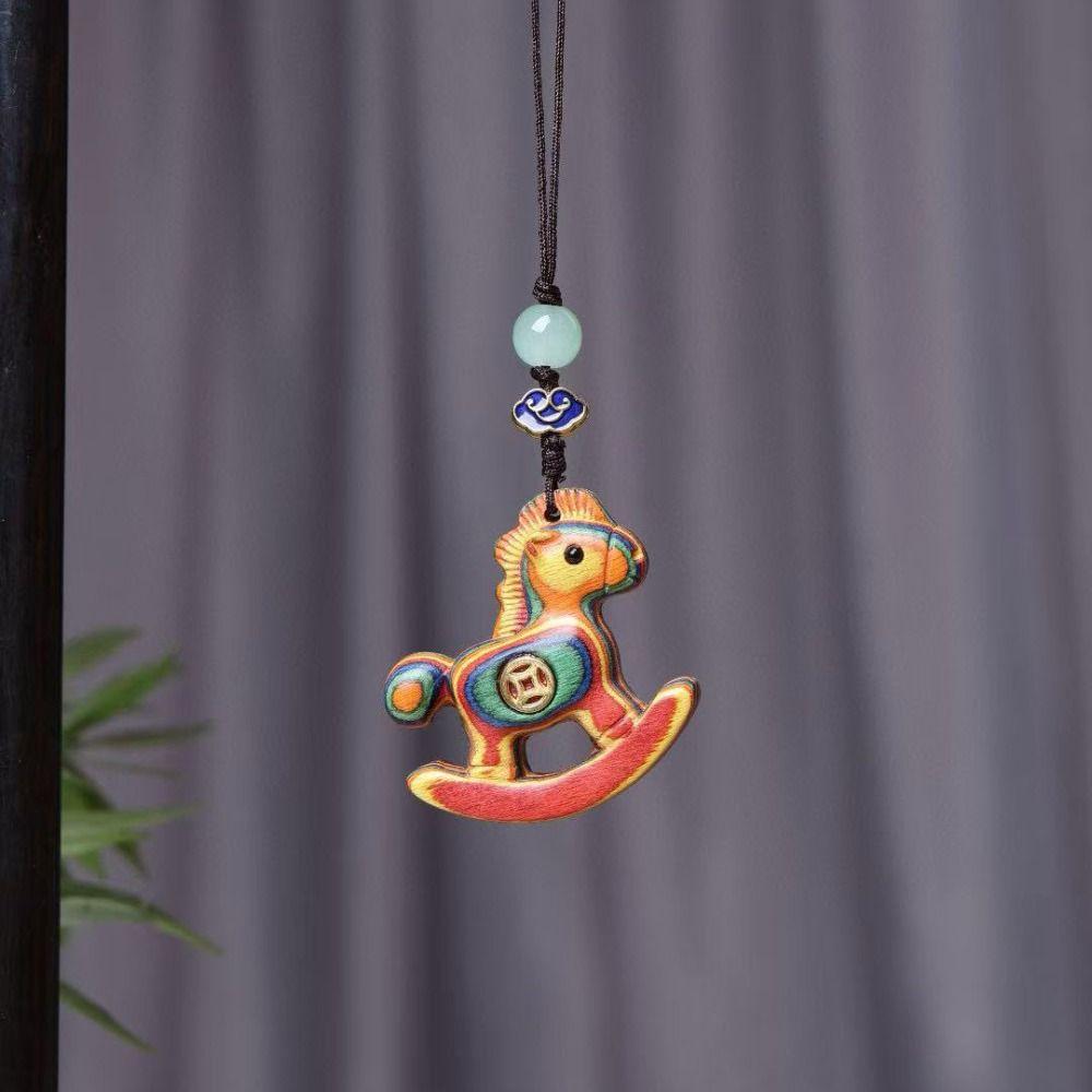 Traditional Horse Keychain Wooden Horse Pendant Backpack Ornaments Car Keychain  Bag Decoration