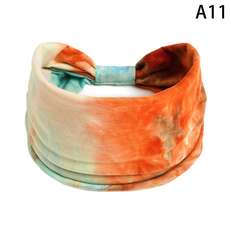 Tie-Dye Boho Knot Turbans Yoga Elastic Head Wrap Women Headband Wide Hairbands Headwear Bandanas  Hair Band Accessories