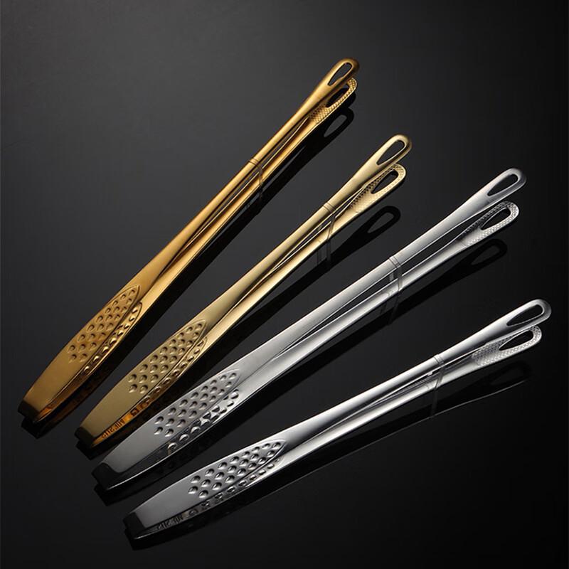Zhaoran Korean Gold 304 Stainless Steel BBQ Tongs, Large (2-Pack)
