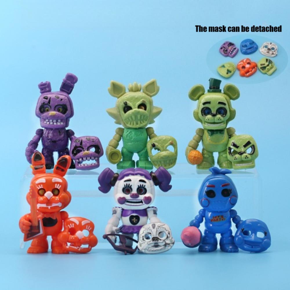 6Pcs Fnaf Five Nights At Freddy'S Action Figures With Detachable Mask Collection Toys Birthday Gift