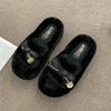 Fashion Shoes Home Slippers Women's Platform Winter Footwear Pantofle Fur Flip Flops Slides Beige Heeled Sandals Massage 2025 Plush