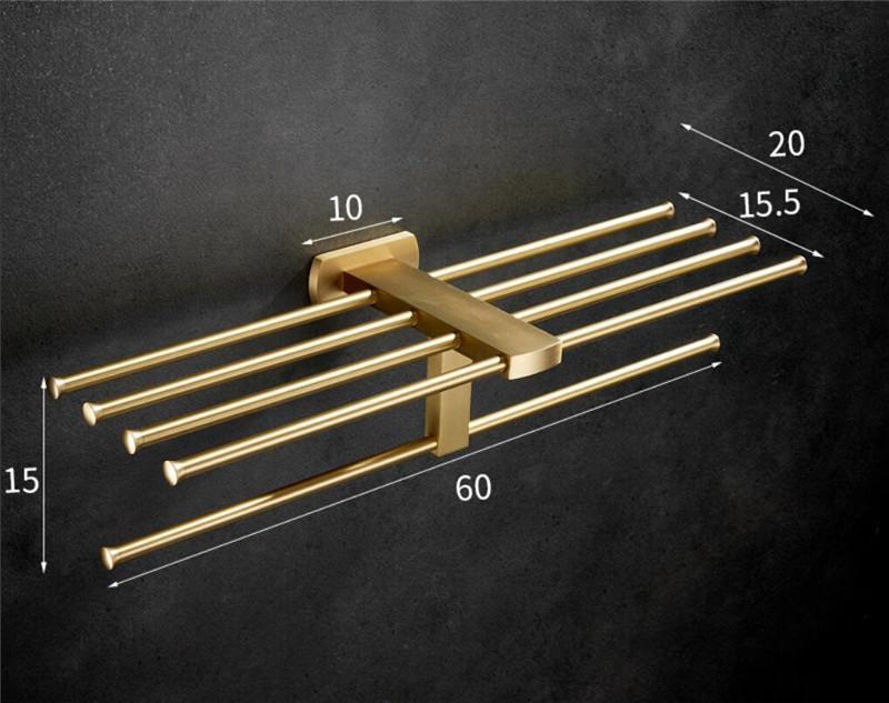 Brushed Gold Bathroom Accessories Towel Rack,Paper Holder Toilet Brush Holder,Towel Ranger,Hooks Brass  Bath Hardware