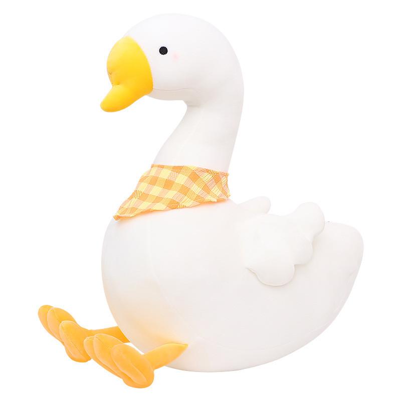 

Plush White Goose Dolls With Checkered Scarf Design For Lounging Gifts And