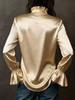 Elegant Women's Long Sleeve Solid Color Satin Shirt - Spring 2026 Collection