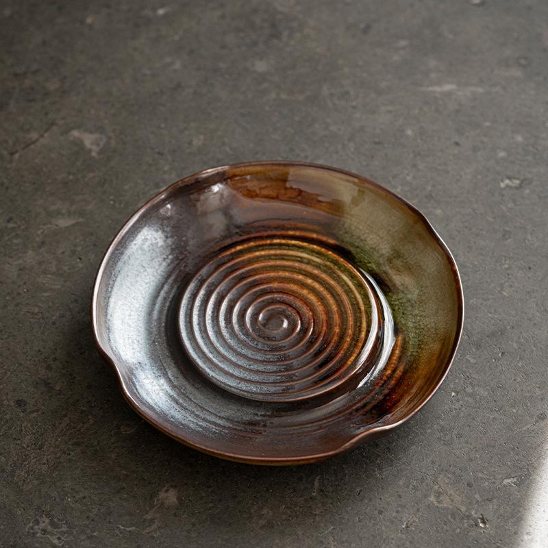 

Керамический ретро-чайник с глазурью, крышка для чаши, смена печи, аксессуары для чайной церемонии, домашний креативный чайник ручной работы