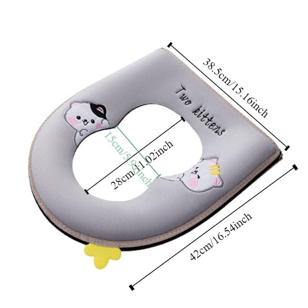 Washable Thickened Toilet Seat Cover Zipper Closure Cartoon Pattern Toilet Mat Cushion Removable Potty Cover Case Autumn Winter