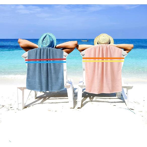 Beach Towel Bands, 6 Pcs 35 Inch Silicone Elastic Clips for Fastening Beach Chair Towels and Cruise Essentials (6)