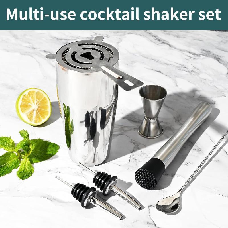 3/8 Pezzi Shaker Professionale Acciaio Inossidabile Bartender Bicchiere da Vino Miscelatore per Cocktail Shaker per Cocktail Set da Bar