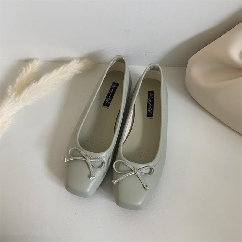 Fashion SUOJIALUN 2025 New Women Flat Shoes Fashion Square Toe Shallow Slip On Ladies Casual Ballet Shoes Soft Leather Outdoor Loafers S