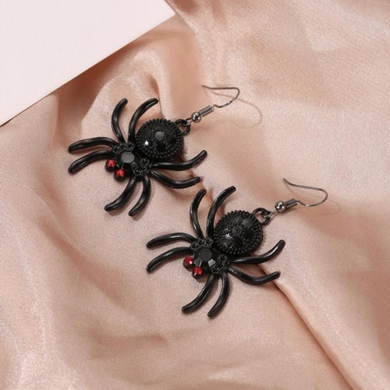 Halloween Spider Earrings Black Insect Animal Goth Accessories Punk Statement Earrings Gifts for Women Party Decoration
