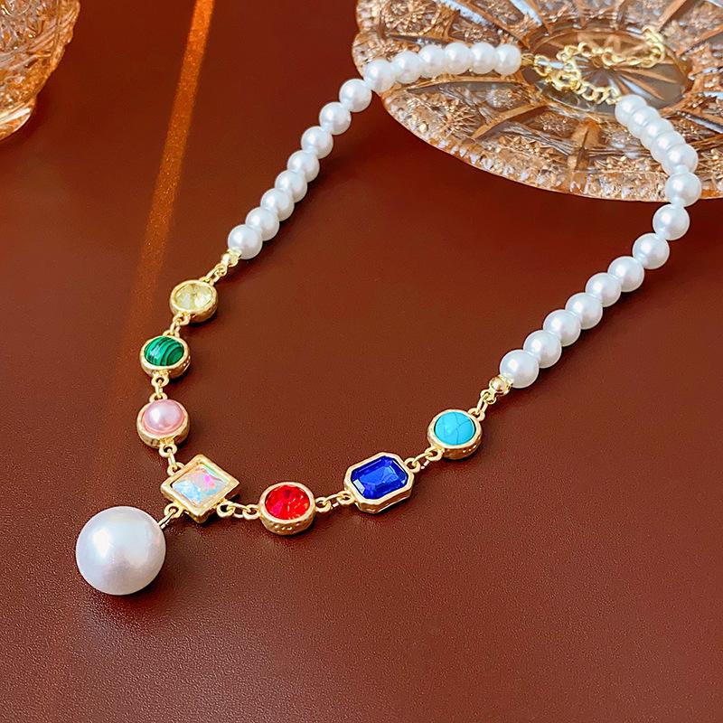 

Colorful Crystal Pearl Beaded Versatile Necklace - Light Luxury & Fashionable Design
