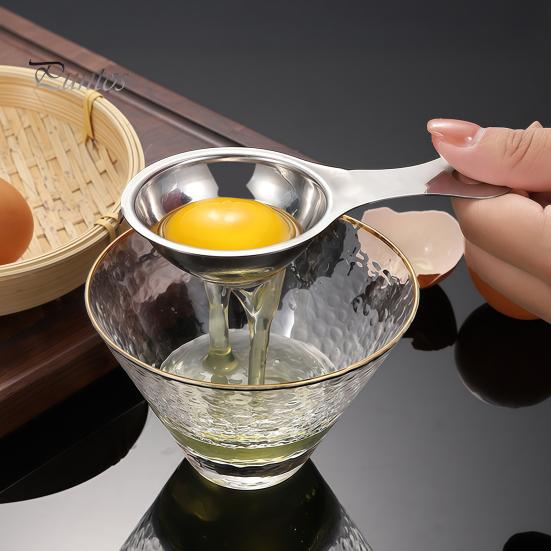 Professional Baking Tools Stainless Steel Egg White Yolk Separator, Effortless Separation Separator for Diet Divider, Curved Groove Sieve Family