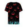 Women's T Shirt Tee Halloween Printed Button Short Sleeve Tunic Daily Weekend Fashion Basic V- Neck Regular Top