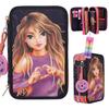 Pencil Case - DEPESCHE - TOPMODEL NIGHT LIGHT - 3 Compartments - Colored Pencils - Zipped