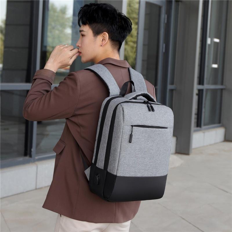 Casual simple business men's backpack trend travel student computer bag, polyester notebook backpack