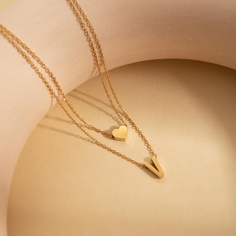 European & American Titanium Steel Letter Necklace for Women - High-End Luxury Clavicle Chain, Colorfast Stainless Steel Jewelry