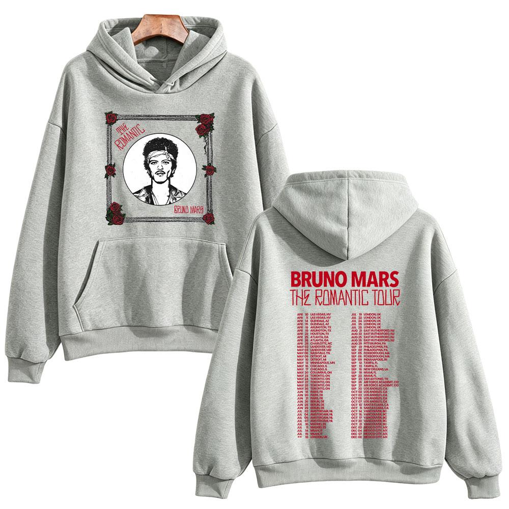 Romantic Tour 2026 New Show Hoodies Bruno Mars Concert Fan Music Graphic Pullovers Unisex Oversized Streetwear Casual Sweatshirt