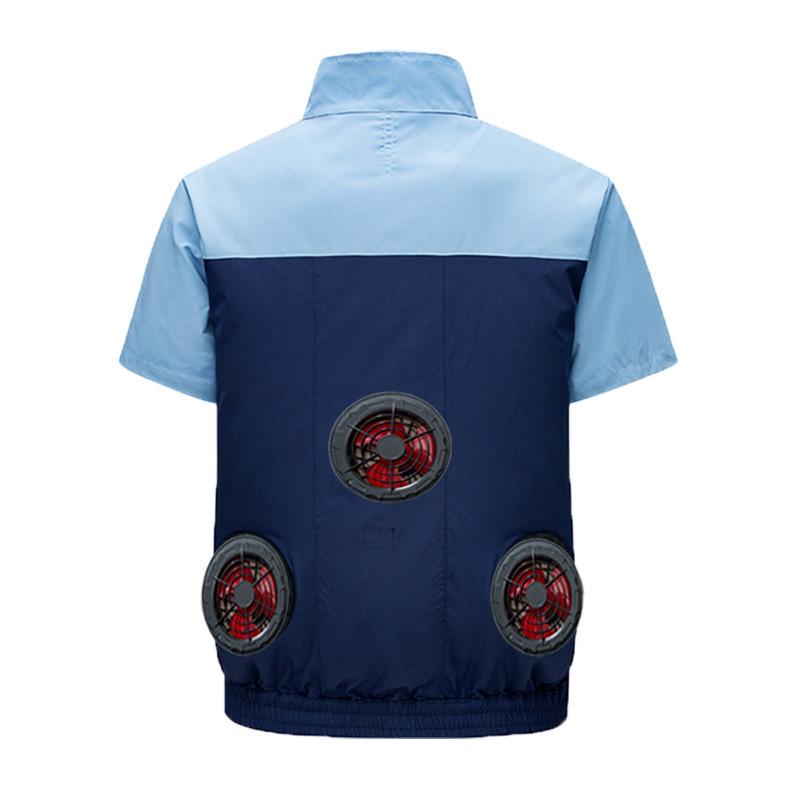 Cooling Air Conditioning Vest with Fan: Sun Protection Short Sleeve for Outdoor Heatstroke Prevention