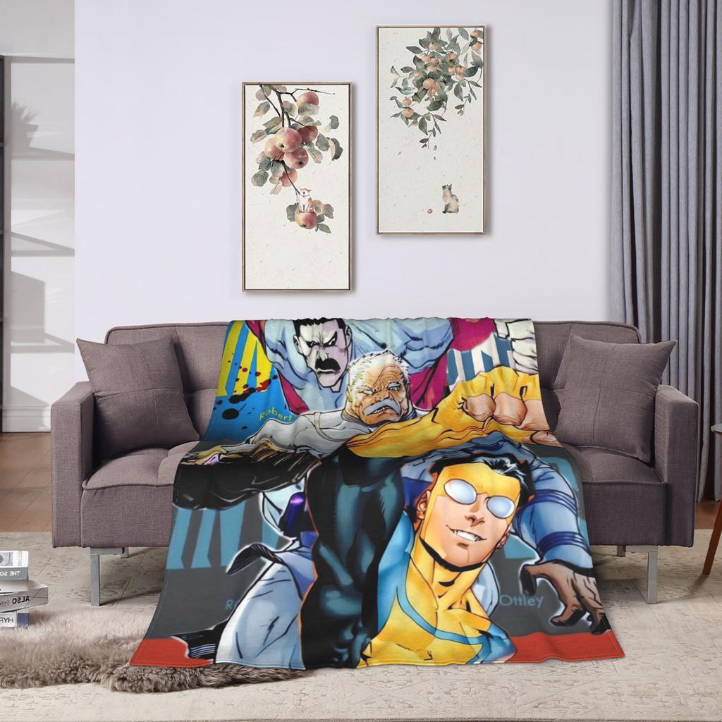 Invincible Omni-Man And Allen Flannel Blanket Warm Bedding Throws for Couch Bed Travel Office Novelty Bedspread Sofa Bed Cover