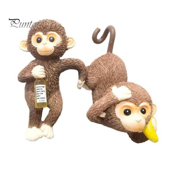 Cute Monkey Figurine Planter Hanging Statue, Resin Plant Pot Hugger, Birthday Present for Mom Miniature Flower Edge Decoration Decor Balcony