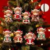 Holiday Home Decoration Supplies Wooden Highland Cow Christmas Ornament, 2D Cute Hanging Rustic Tree Ornaments Decor with String, Farmhouse