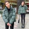 Women's Autumn Winter Solid Color Hooded Rhombic Lattice Loose Casual Medium Short Parka Coat Jackets Outwear