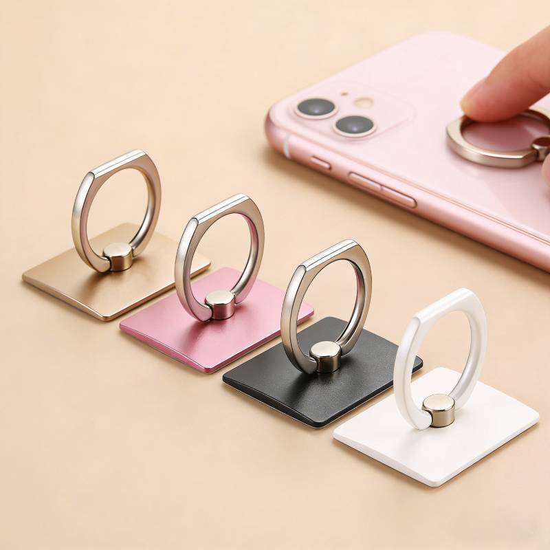 Creative Square Phone Ring Holder With Zinc Alloy Ring For Universal Smartphones